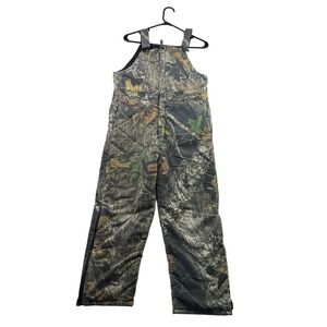 Wolf Mountain Kids Camo Insulated Hunting Bib Overalls Woodland Camouflage Sz‎ L